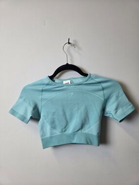 Gymshark Aqua Seamless Short Sleeve Crop Top